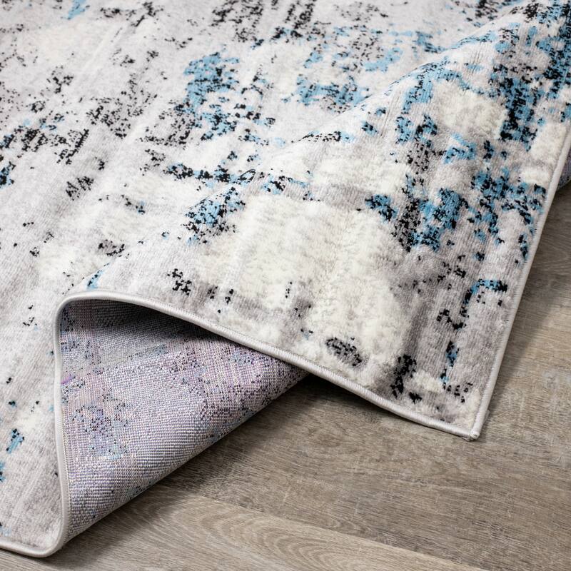 Madrid Collection - Grey Distressed Blue Spackle Rug