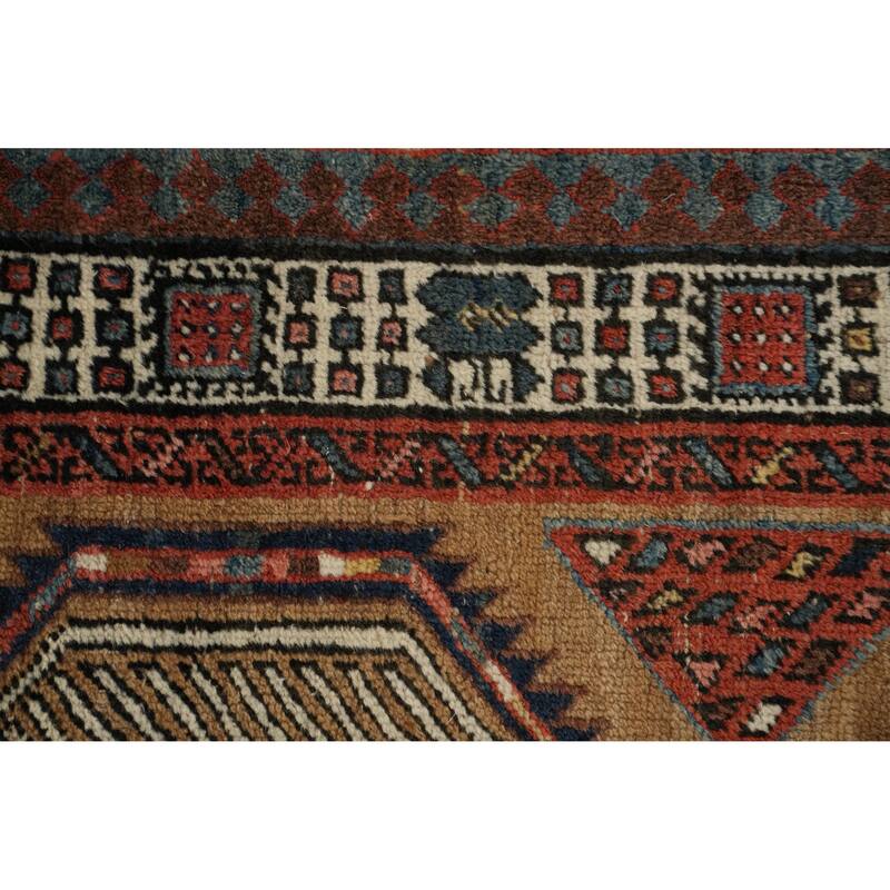 Hand Knotted Oriental 100% Wool Carpet Traditional Geometric Brown Sarab Runner Rug - 17' 10'' X 3' 4''