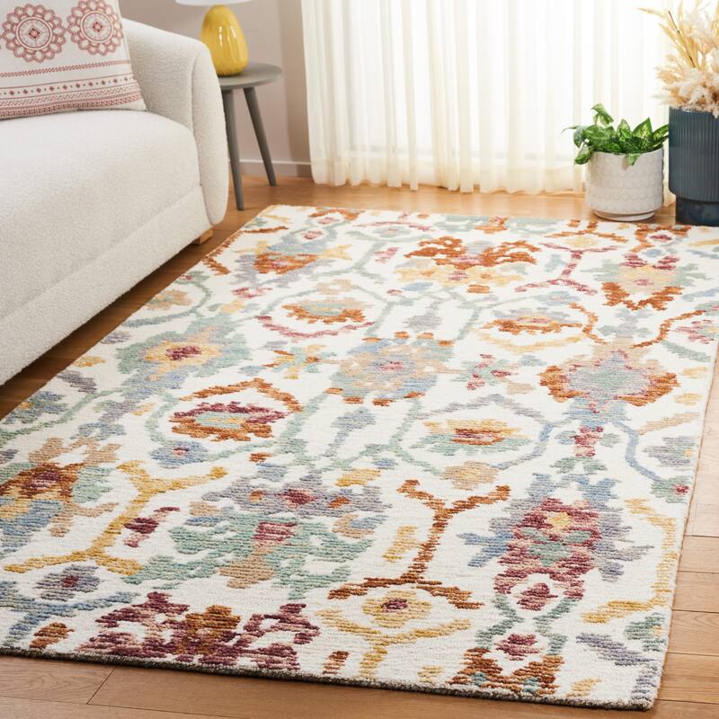 SAFAVIEH Handmade Aspen Oceanne Boho Floral Wool Rug - 8' x 10' - Ivory/Green