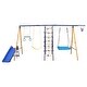 preview thumbnail 9 of 12, Roomfitters 7-in-1 Metal Swing Set, 500 lbs Capacity, Slide, 2 Swings, Climbing Net, Gym Ring & Basket, Multicolor