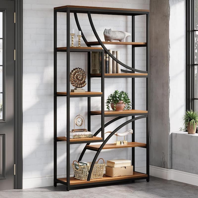 70.87'' Tall Bookshelf with Open Shelf, 9-Tier Industrial Etagere Bookcase
