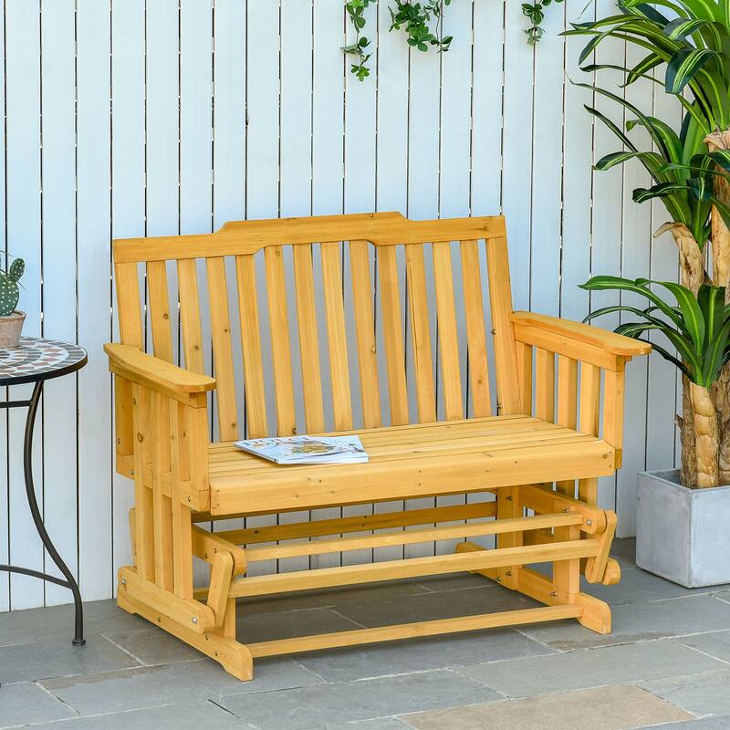 Outsunny 2-Person Patio Swing Glider Bench with Quick Drying Design and Wide Armrest
