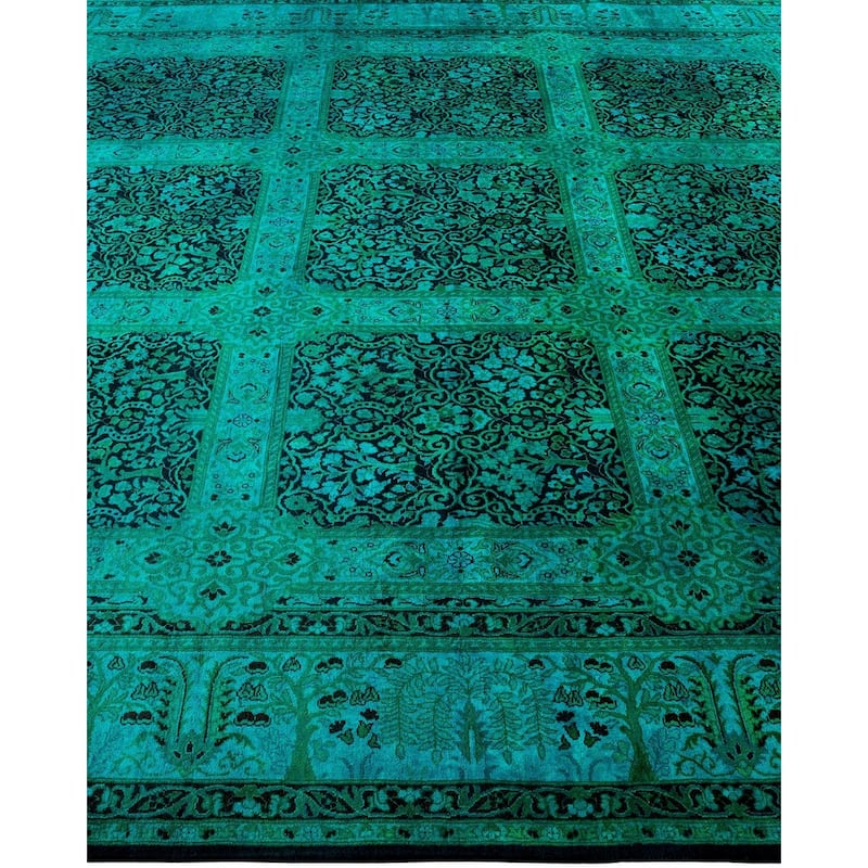 Overton Hand Knotted Wool Vintage Inspired Modern Contemporary Overdyed Blue Area Rug - 8' 1" x 9' 0"