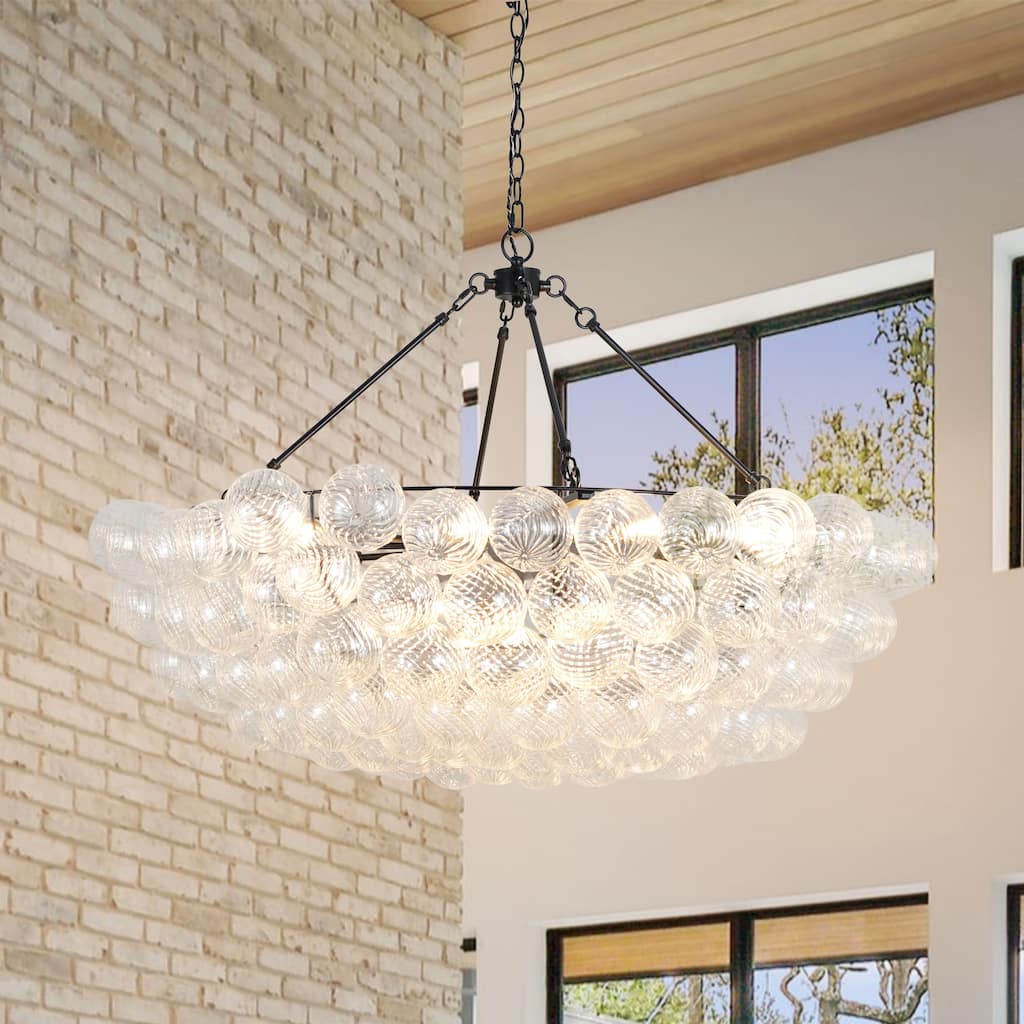 43in Luxury Bubble Chandelier Swirled Globe Bubble Pendant Chandelier - 19