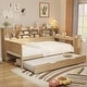 preview thumbnail 3 of 11, Wooden Twin Size Daybed with Storage Shelves, Twin Trundle and Desk, Natural