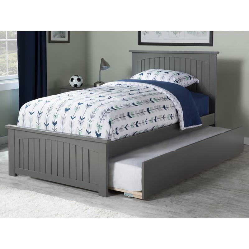 Platform Bed Twin Size Grey Cottage Style - Trundle & Storage Option for Bedroom