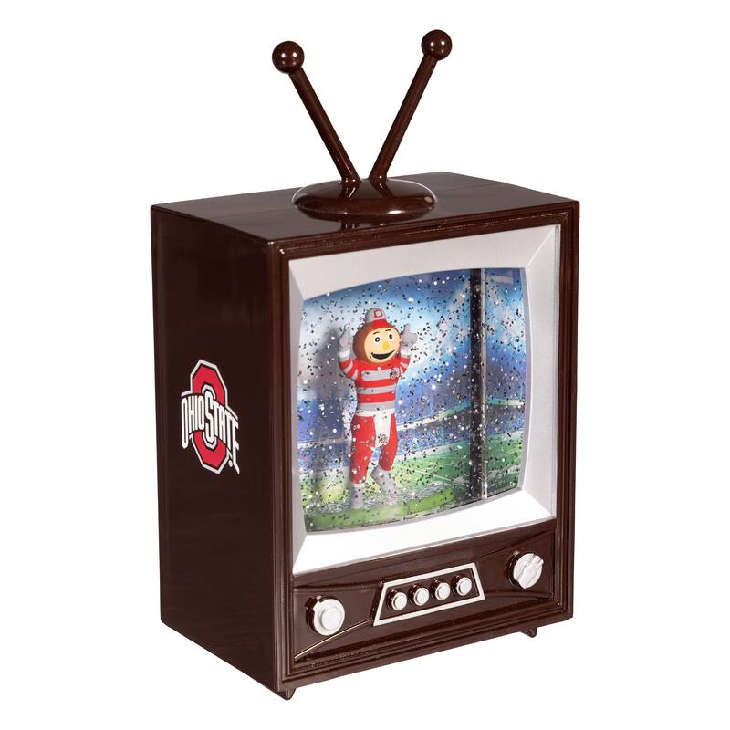 Ohio State Univ 8 in. Vintage TV Light Up Water Lantern Snow Globe