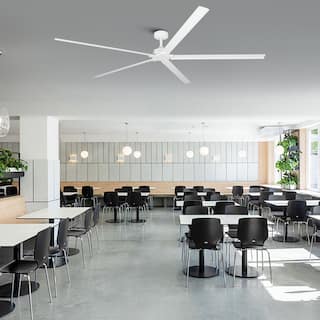 Ceiling Fan 84" Industrial 5-Blade White IPX4 Outdoor Use