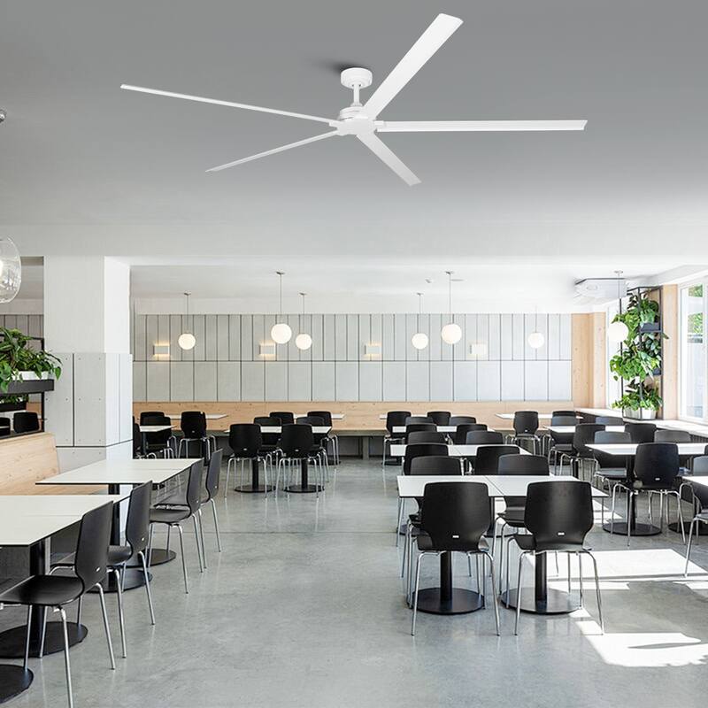 Ceiling Fan 84" Industrial 5-Blade White IPX4 Outdoor Use