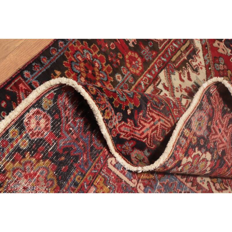 Hand Knotted Oriental 100% Wool Carpet Traditional Medallion Red Heriz Area Rug - 11' 3'' X 7' 7''