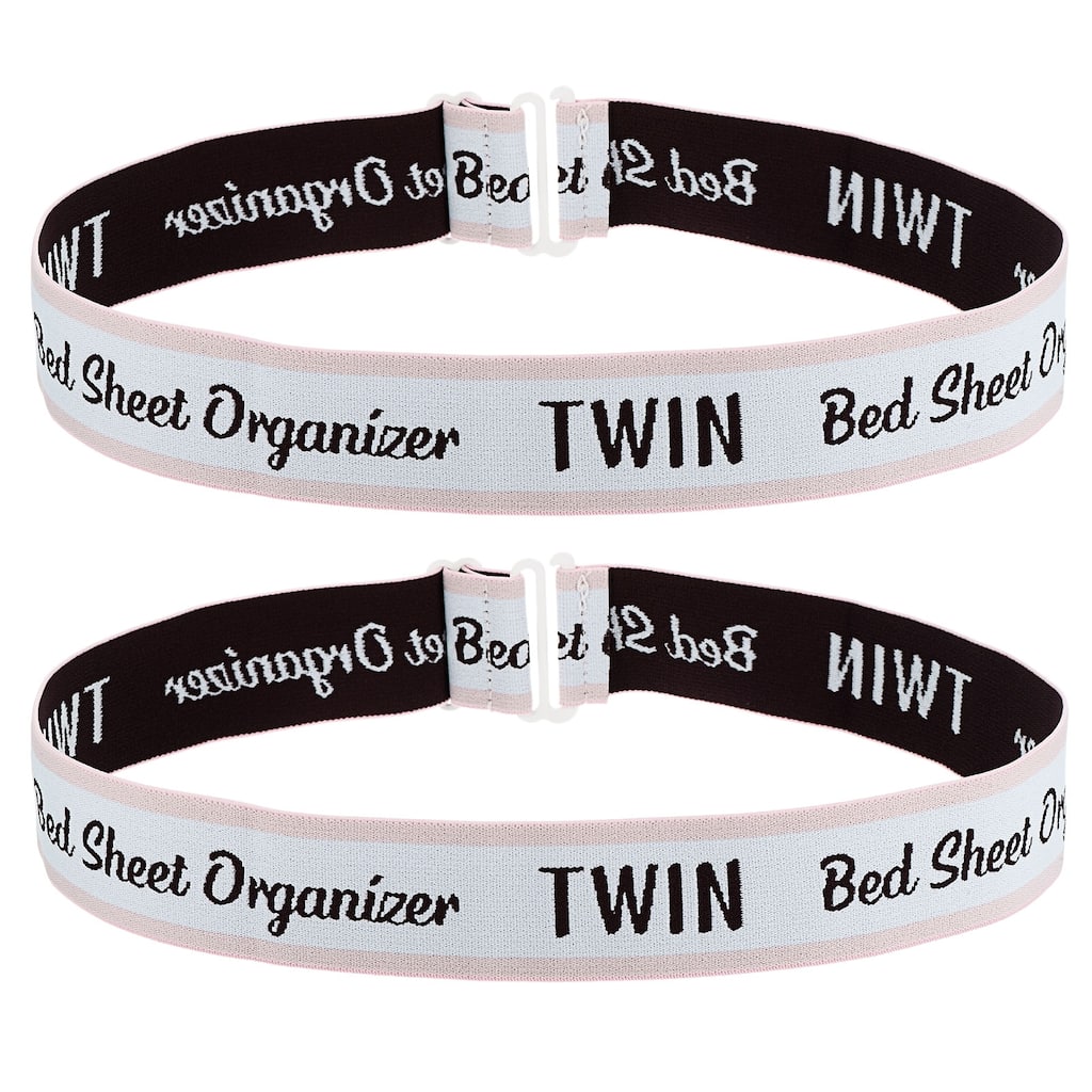 Adjustable Bed Sheet Organizer Bands 350x40mm, Pink/White, TWIN - Pink/White