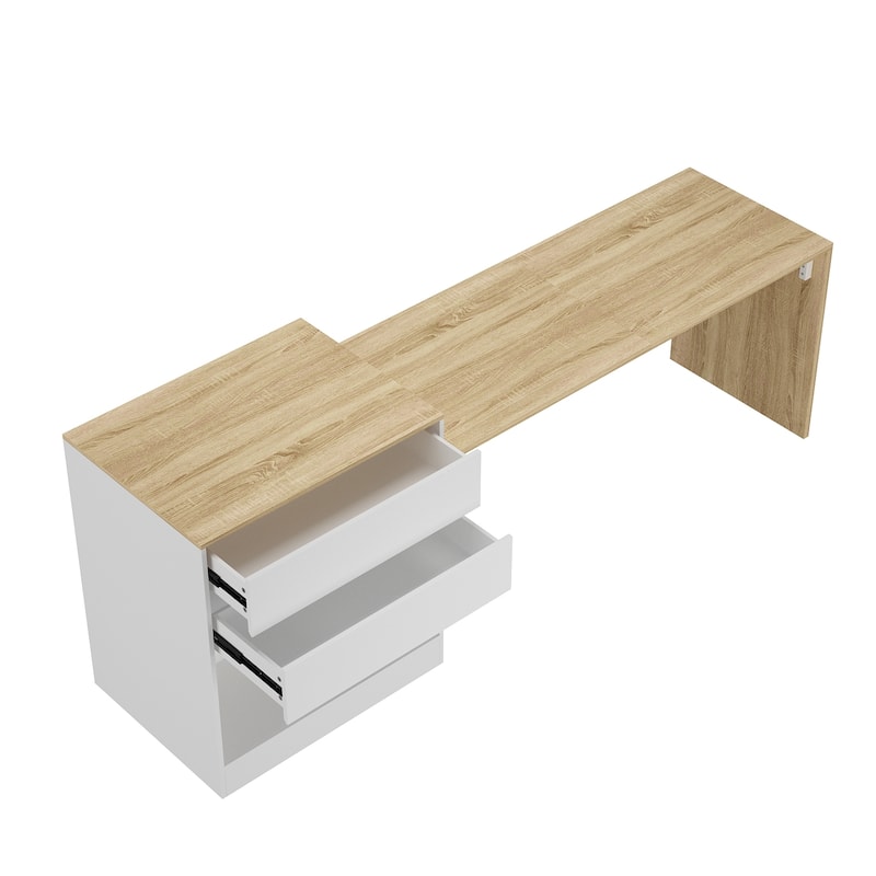 Kitchen Island - Versatile 94.5" Table with Drawers and Shelves Table