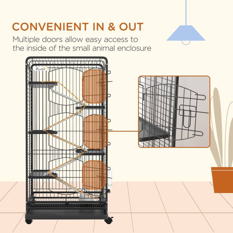 PawHut 6 Levels Small Animal Cage for Dwarf Rabbits, Minks, Chinchillas