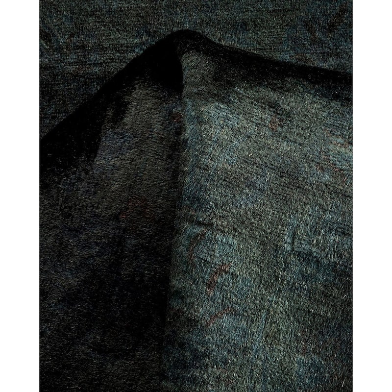 Overton Hand Knotted Wool Vintage Inspired Modern Contemporary Overdyed Black Area Rug - 3' 1" x 5' 3"