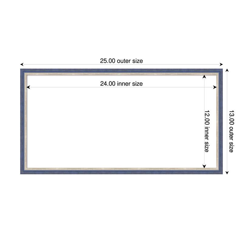 Amanti Art Theo Black Silver Narrow Framed Dry Erase Magnetic Board - 25 x 13 in - Theo Blue Narrow