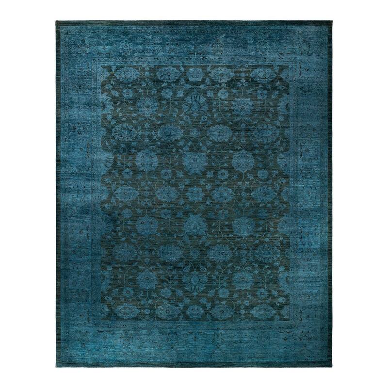 Overton Hand Knotted Wool Vintage Inspired Modern Contemporary Overdyed Brown Area Rug - 12' 1" x 14' 10"