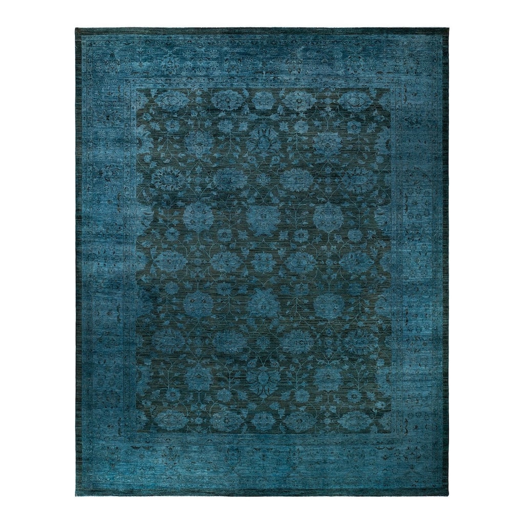 Overton Hand Knotted Wool Vintage Inspired Modern Contemporary Overdyed Brown Area Rug - 12' 1" x 14' 10"