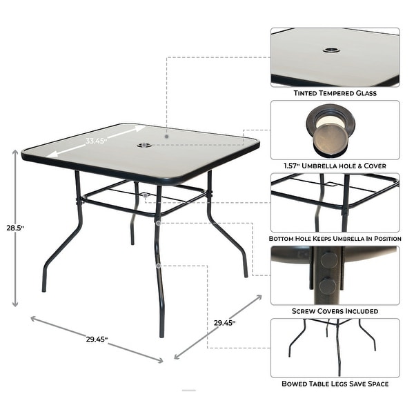 Patio Premier 6pc Patio Set - Square Table - Aqua