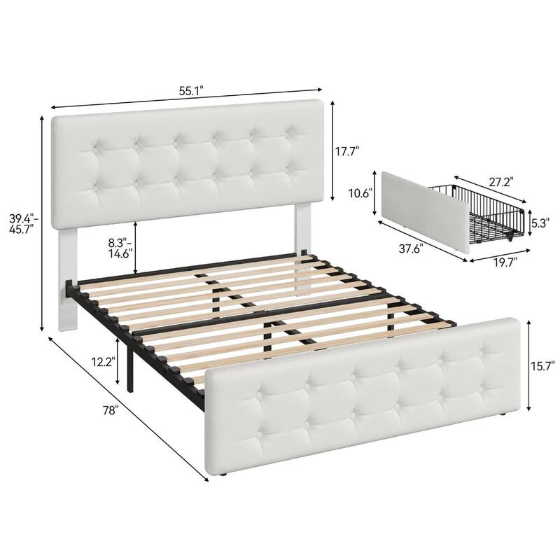 Bed Frame with 4 Storage Drawers and Headboard