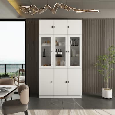 Timechee Combined Bookcase Display Cabinet Pantry Kitchen Cabinet