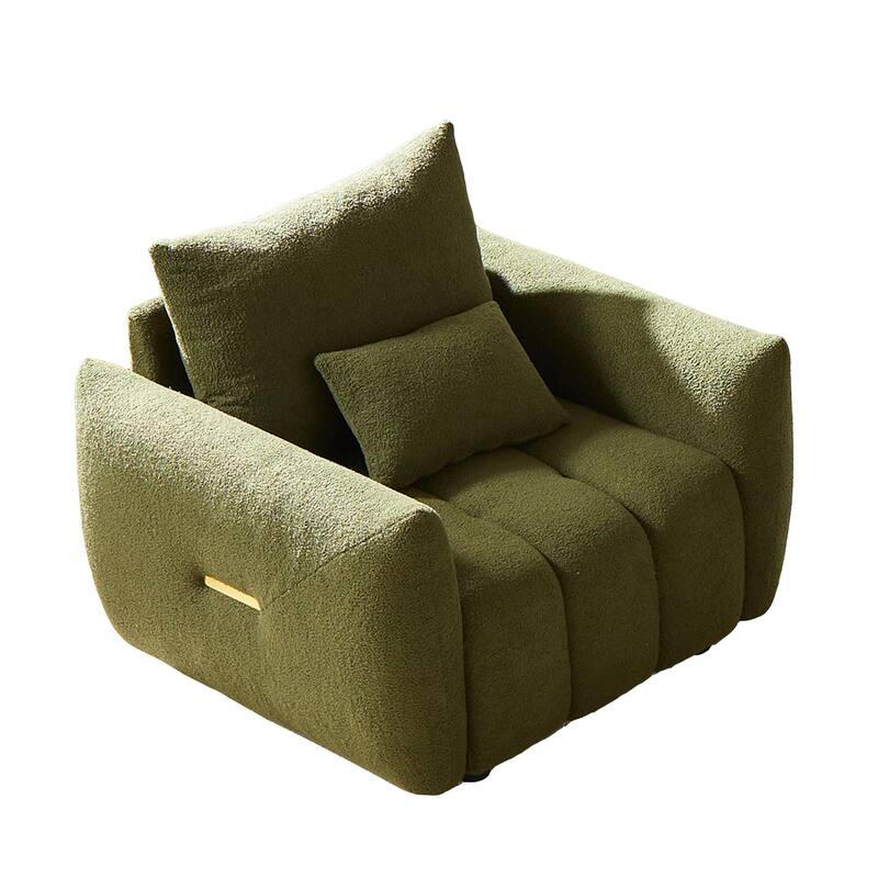 36.8'' Green Teddy Fabric Modern Lounge Chair for Various Rooms