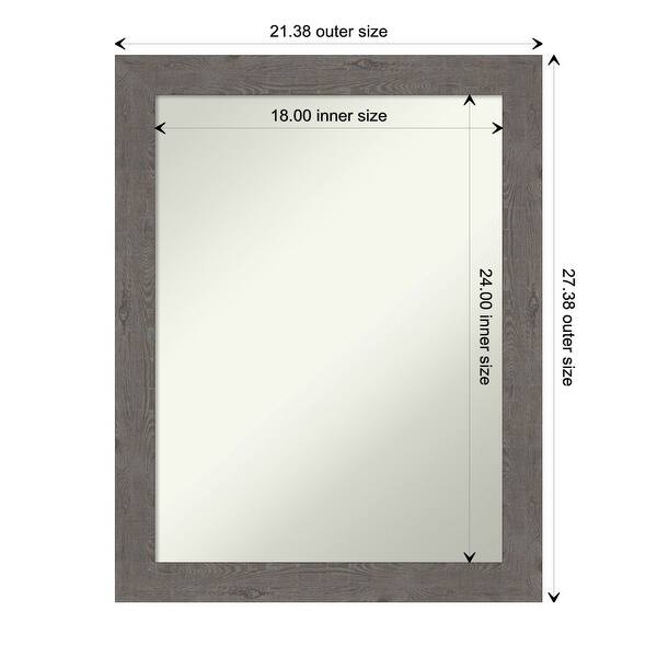 NonBeveled Bathroom Wall Mirror Rustic Plank Grey Narrow Frame Bed