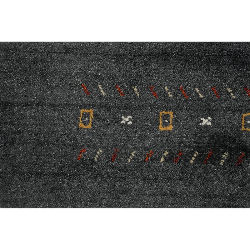 Hand Knotted Oriental 100% Wool Carpet Tribal Animal Pictorial Greys & Charcoal Gabbeh Area Rug - 8' 0'' X 7' 11''