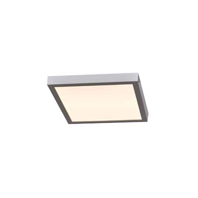 Ulko Exterior - Square LED Flush Mount - Large - Silver Finish - Acrylic Lens