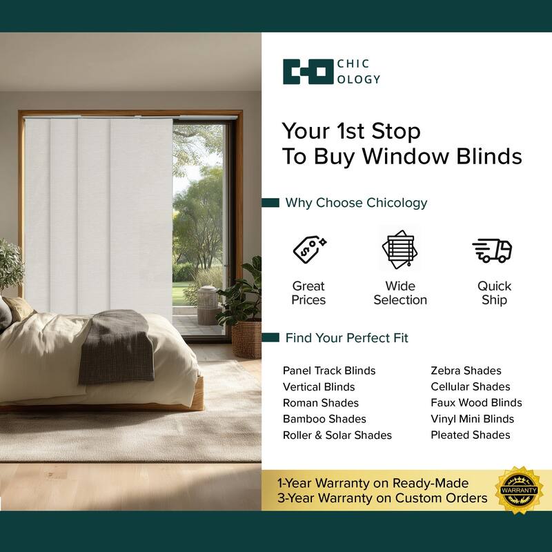 CHICOLOGY Adjustable Sliding Panels, 4-Rail Track, Vertical Blinds, Pation Door Curtain, Room Divider
