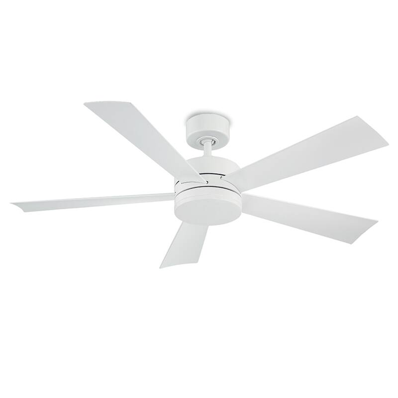 Wynd 52 Inch Five Blade Indoor / Outdoor Smart Ceiling Fan with Six Speed DC Motor and LED Light.