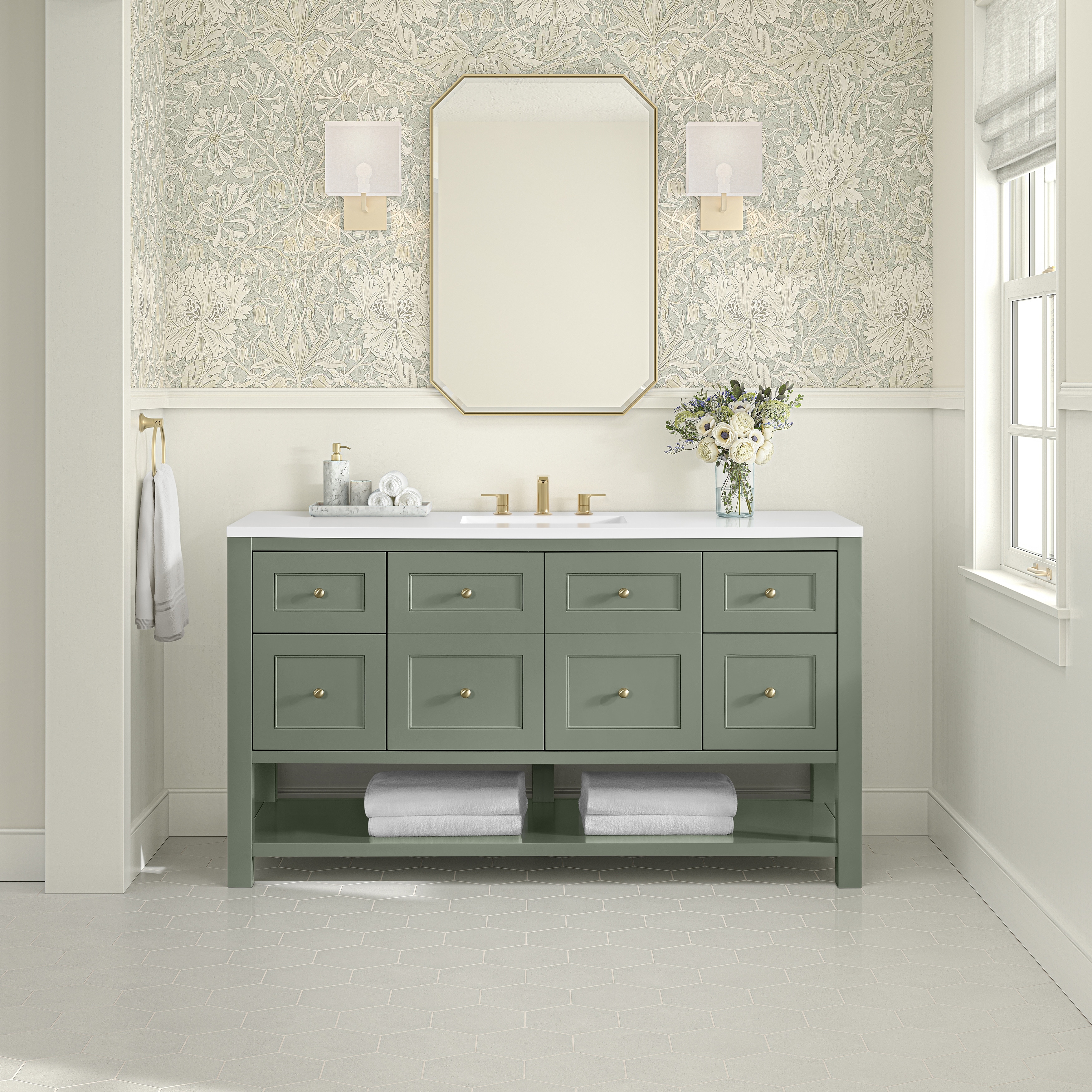 James Martin Vanities Breckenridge 60" Single Vanity, Smokey Celadon - 60S