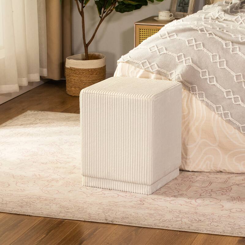 Adeco Ottoman Footrest Vanity Stool Gold Trim Footstool