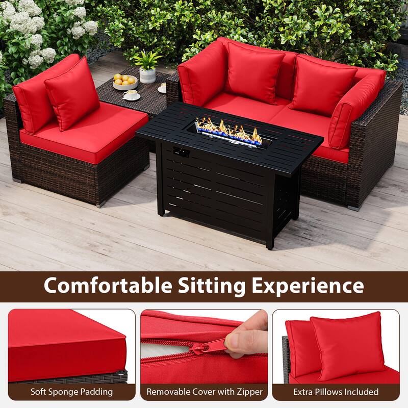 Costway 5 PCS Patio Furniture Set Heavy-duty Frame Rattan Sofa Set - See Details