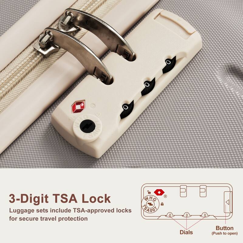 Premium ABS Travel Luggage Set,Three-Piece TSA Lock Suitcase Ensemble
