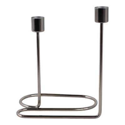 Modern Metal Taper Holder Open-Frame Design and Dual Candle Support