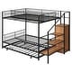preview thumbnail 12 of 30, Versatile Design Twin over Full Metal Bunk Bed with Trundle and Lateral Storage Practical Step Ladder and Built-in Wardrobe
