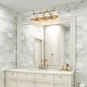 preview thumbnail 3 of 9, Nisa Mid-century Modern 4-Light Gold Bathroom Vanity Light Metal Wall Sconces - L 29.1"* W 7.9"* H 9"