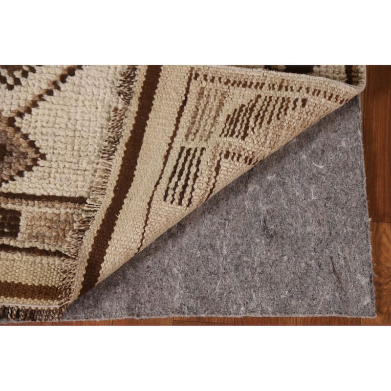 Natural Dye Handmade Kurdish Turkish Runner Rug Beige Wool Carpet - 3'4"x 11'9"