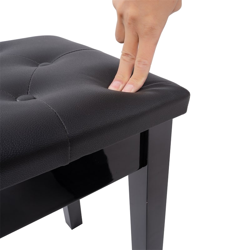 Piano Bench w/Padded Cushion and Storage Compartment,Duet Wooden Seat