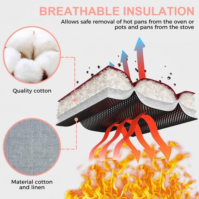 2 Paris BBQ & Kitchen Oven Mitts with Rack Heat Resistant Gloves for Baking, Cooking - N/A