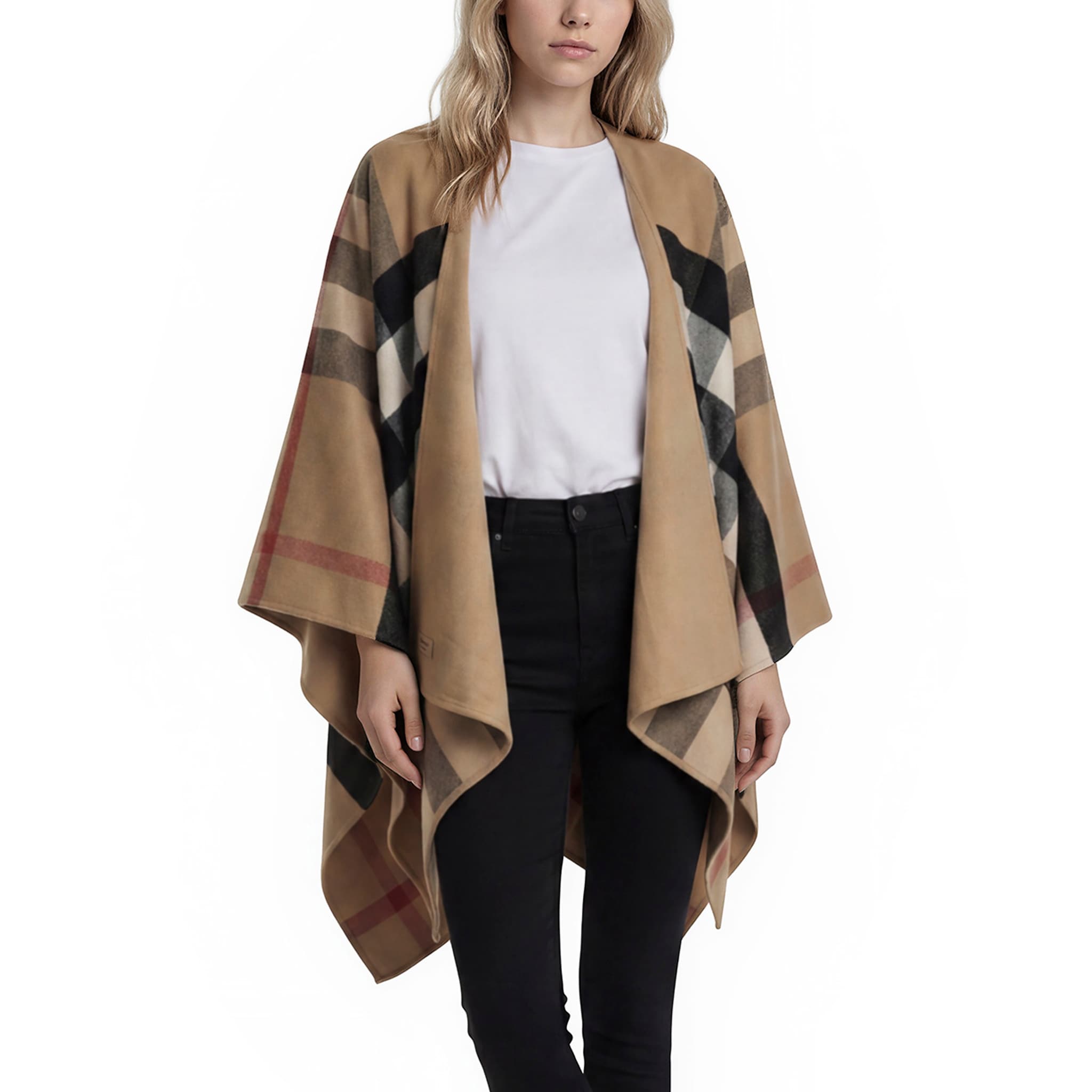 Burberry Reversible Check Merino Wool Cape