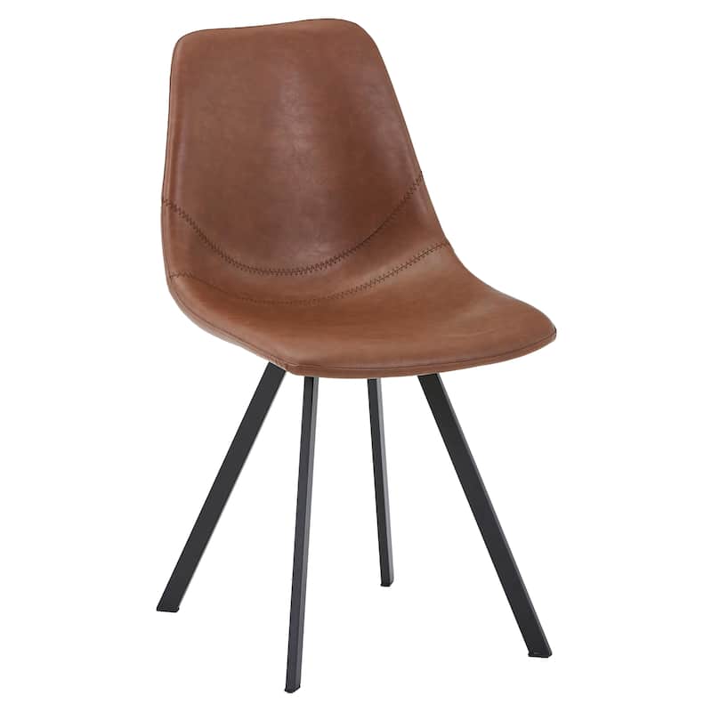 Markley Modern Ergonomic Leather Dining Chair with Black Steel Legs, Scratch-Resistant & Comfortable Kitchen Chair - Light Brown