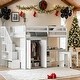 preview thumbnail 1 of 17, Loft Bed with Storage Bookshelf,Kids Bed with Desk & Wardrobe,Full Size,White White