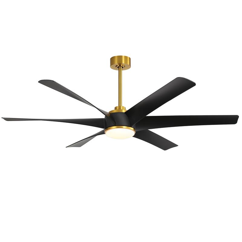 65-inch Black 6-Blade LED Ceiling Fan with Light and Remote