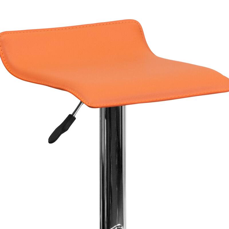 Contemporary Solid Wave Seat Vinyl Adjustable Bar Stool - 15"W x 15"D x 25.5" - 34"H - 15"W x 15"D x 25.5" - 34"H