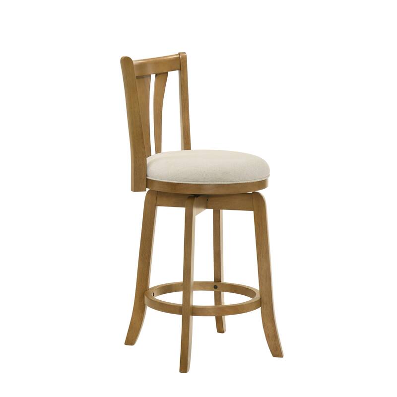 Elle Modern Swivel Bar Stool, Upholstered Counter Height Chair with Wood Frame