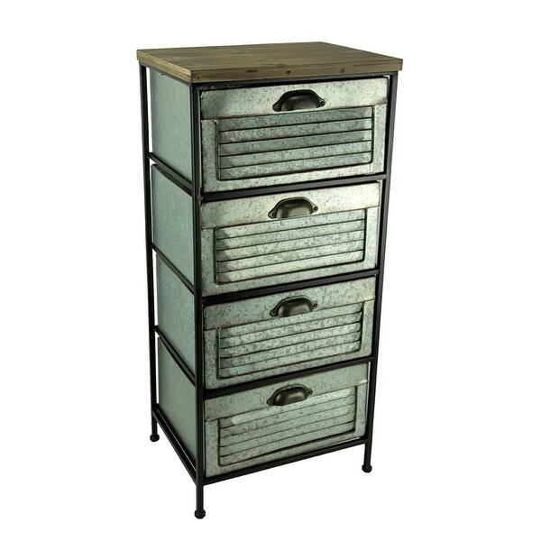 Shop Galvanized Metal Wood Topped 4 Drawer Storage Cabinet 33 5