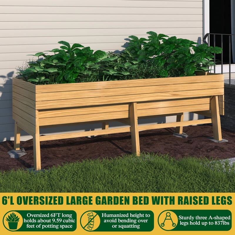 VEIKOUS Wooden Raised Garden Bed for Vegetables Oversized Deep Planter Box with Liner