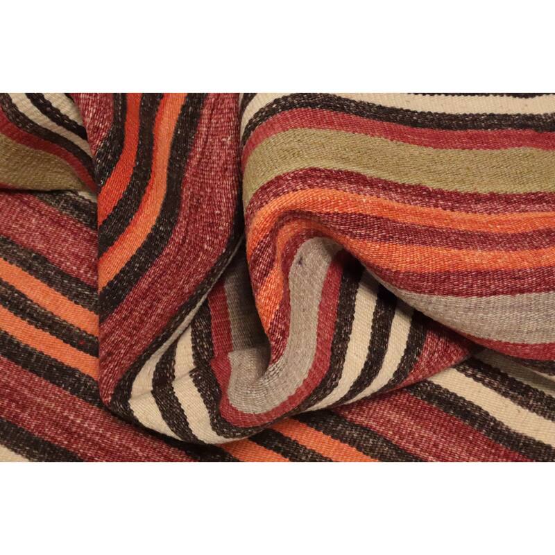 Hand Woven Oriental 100% Wool Carpet Southwestern Geometric Multi-Colored Kilim Area Rug - 10' 3'' X 5' 3''