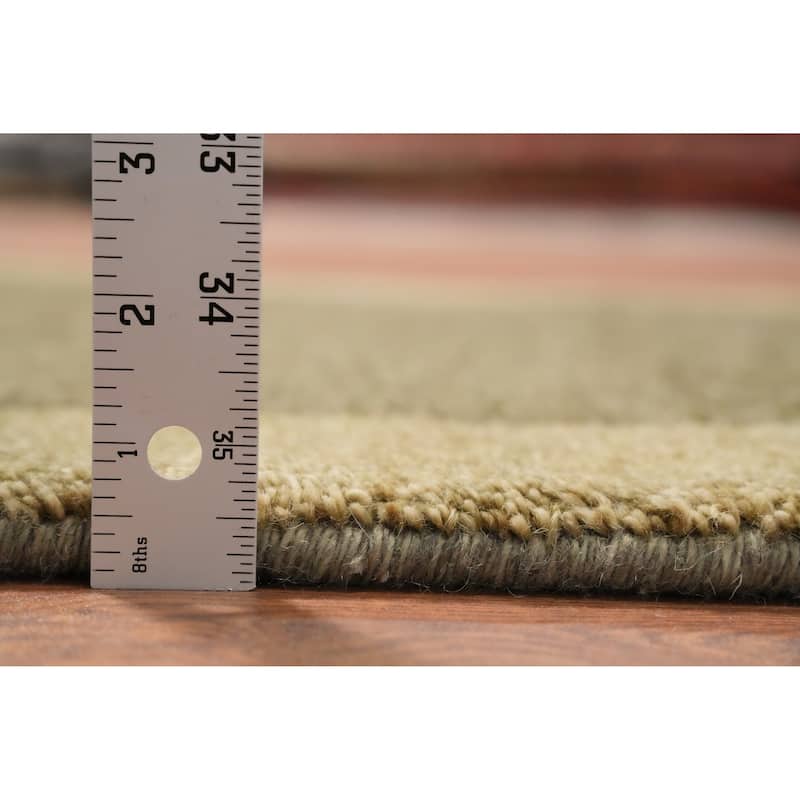 Hand Knotted Oriental 100% Wool Carpet Modern Solid Green Gabbeh Runner Rug - 9' 10'' X 2' 8''